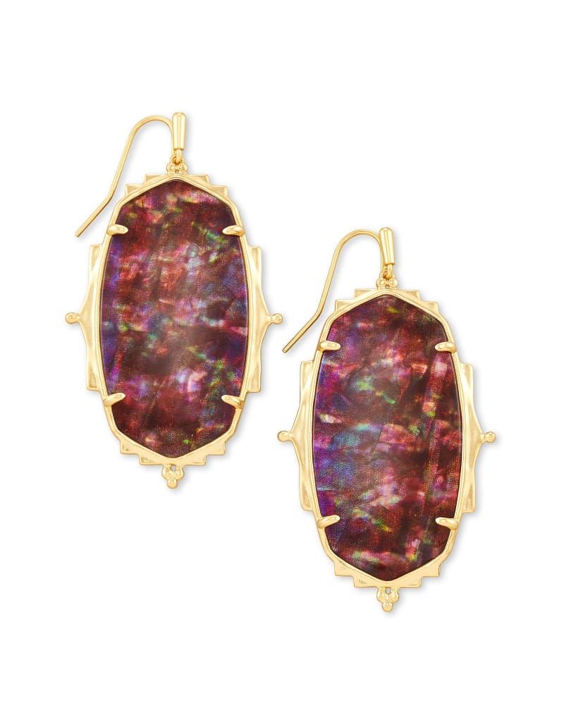 Baroque Ella Gold Drop Earrings in Mauve Abalone | Kendra Scott