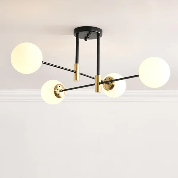 Sputnik Semi Flush Mount Ceiling Light With Sphere Opal Glass | Wayfair North America