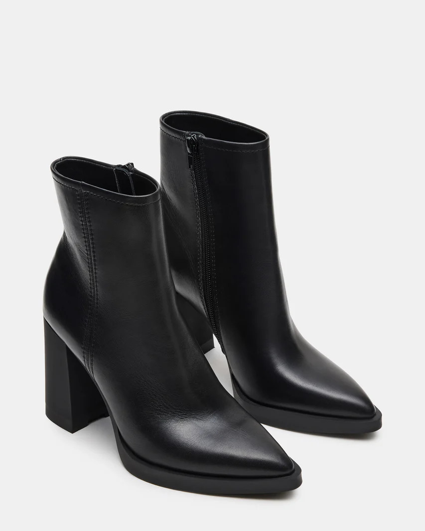 HARDEN Black Leather Women's Pointed-Toe Ankle Boot | Steve Madden (US)