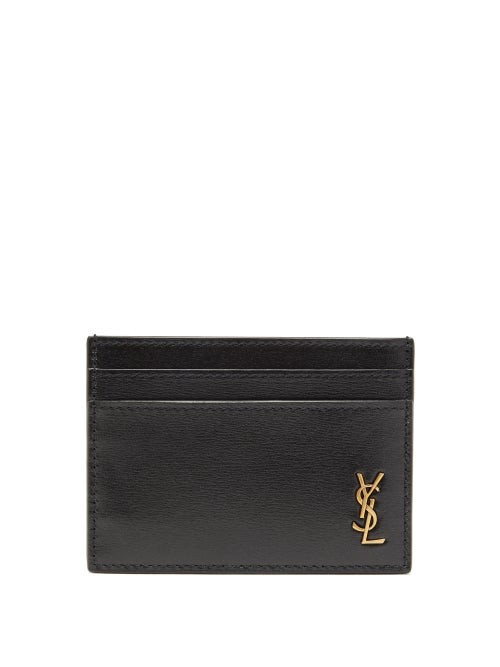 Saint Laurent - Ysl-plaque Leather Cardholder - Mens - Black | Matches (US)
