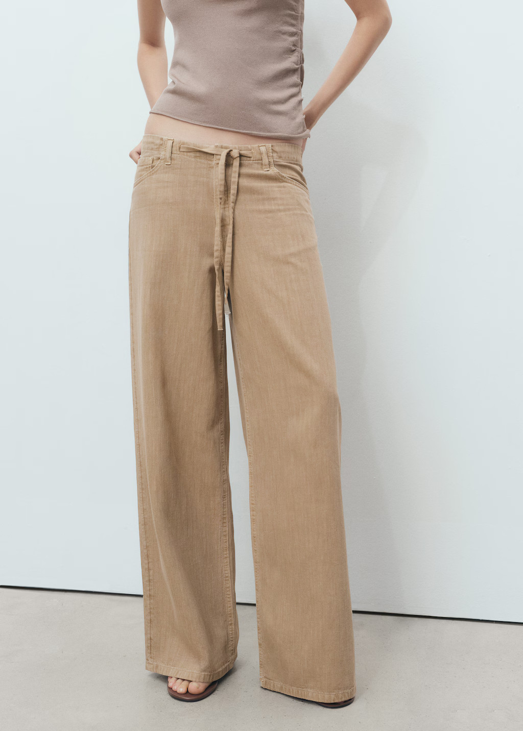 Wide leg denim pants with belt - Women | MANGO USA | Mango (US/MX/AU)