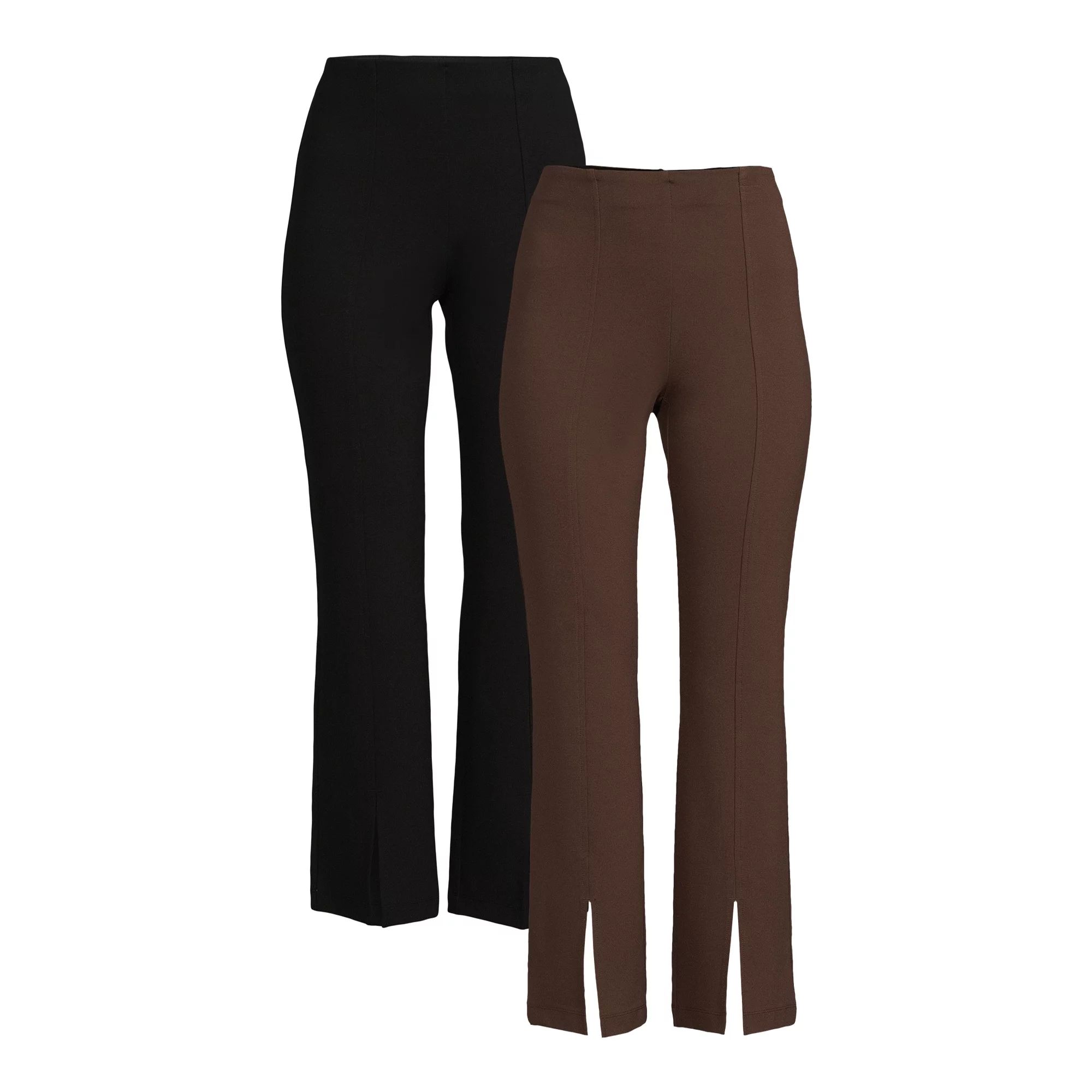 Time and Tru Women's Flare Ponte Pants 2 Pack Bundle, 30" Inseam for Regular, Sizes XS-XXL | Walmart (US)