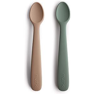 mushie Silicone Baby Feeding Spoons | 2 Pack (Dried Thyme/Natural) | Amazon (US)