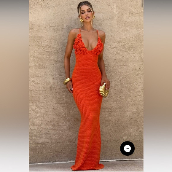 Baby Boo Celaena Orange Crochet Maxi Dress | Poshmark