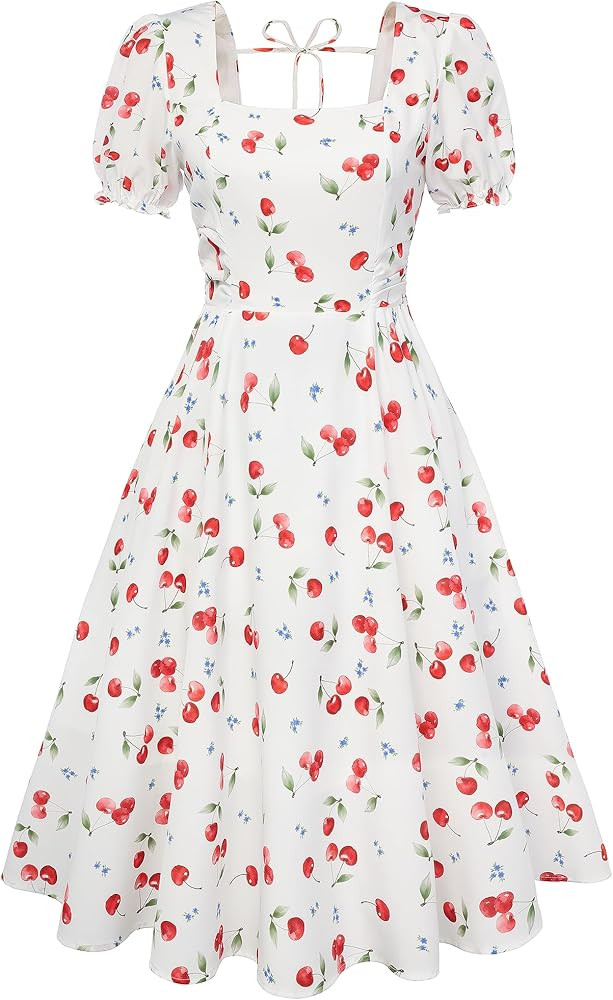 Belle Poque Vintage Dress for Women 2026 Summer 1950s Midi Cottagecore Dresses Square Neck Weddin... | Amazon (US)