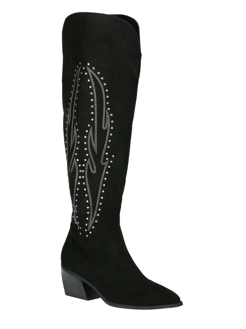 No Boundaries Women's Over the Knee Bling Western Boots | Walmart (US)