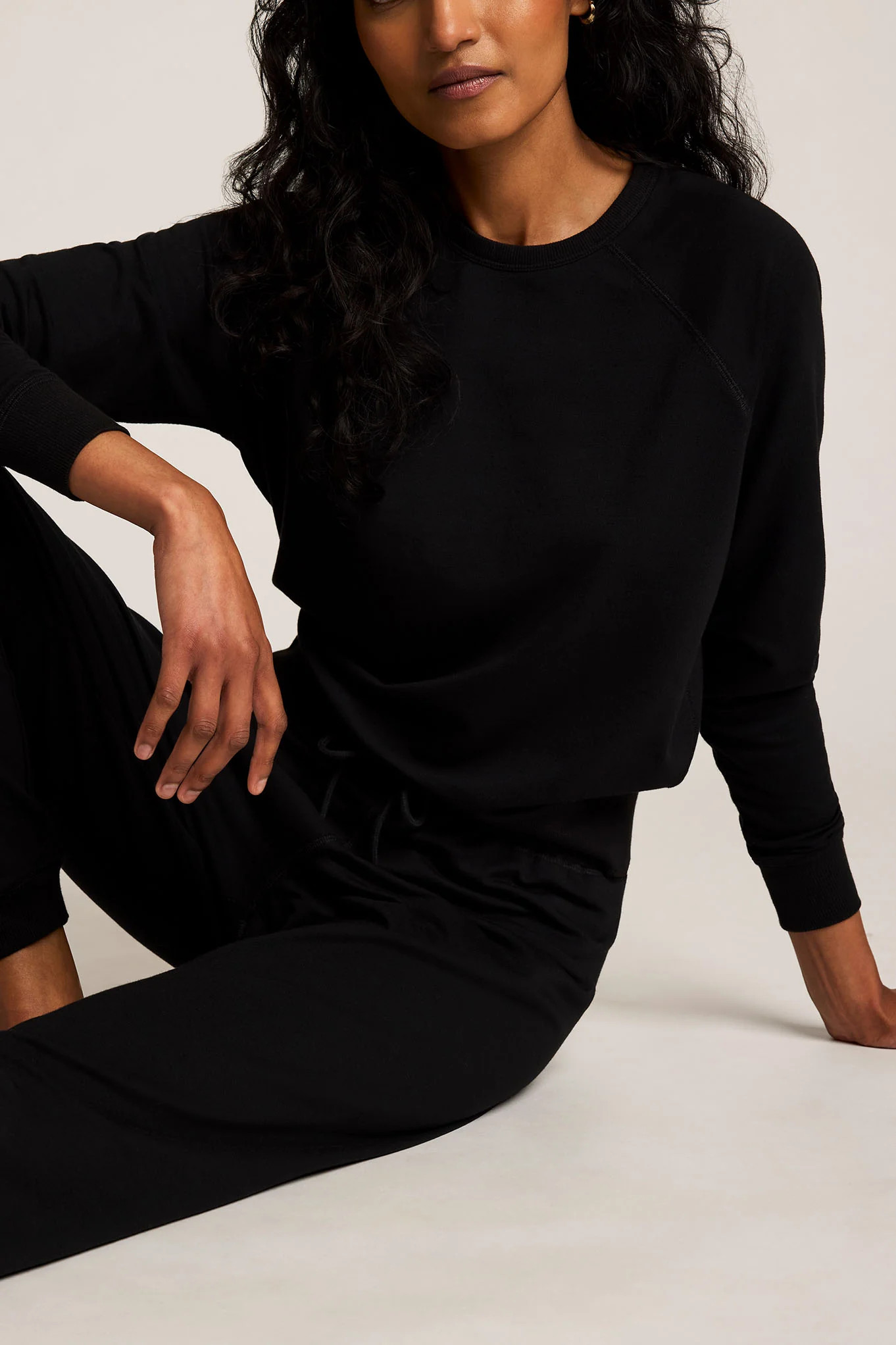 Club Crew in Black | Women's Crewneck Black Lightweight Sweatshirt | Negative Underwear