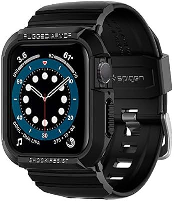 Spigen Rugged Armor Pro Designed for Apple Watch Band with Case for 44mm Series 6/SE/5/4 - Black | Amazon (US)