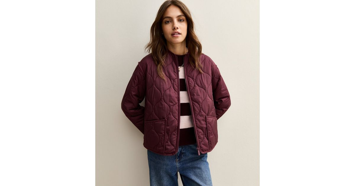 Burgundy Quilted Padded Jacket | New Look | New Look (UK)