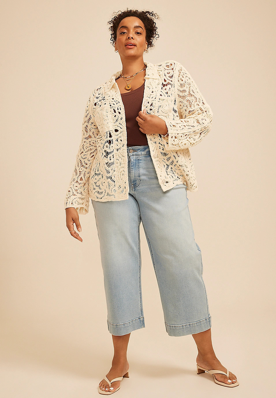 Plus Size Crochet Lace Shacket | Maurices