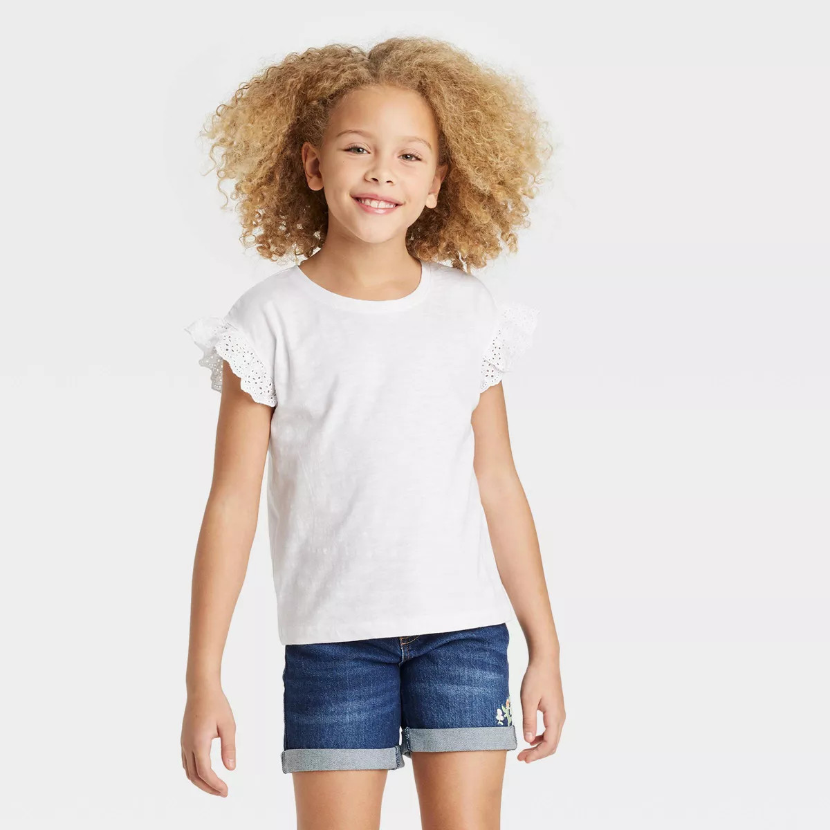 Girls' Short Sleeve Eyelet T-Shirt - Cat & Jack™ | Target