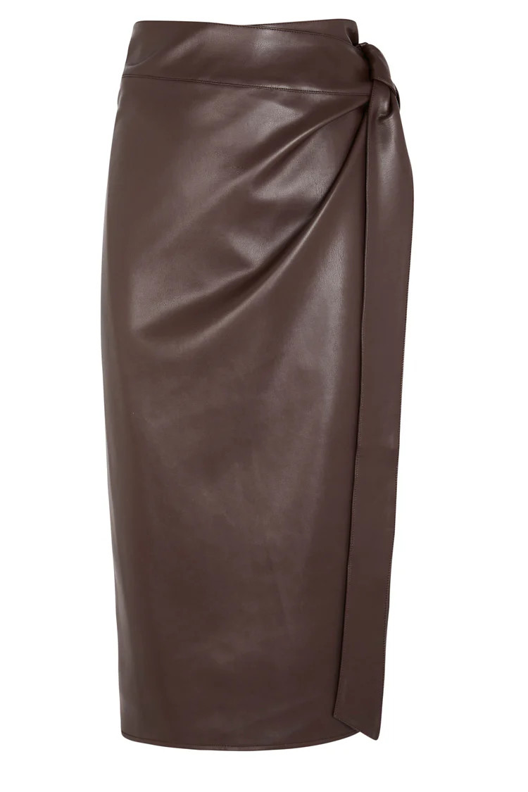 Chocolate Vegan Leather Jaspre Skirt | Never Fully Dressed US