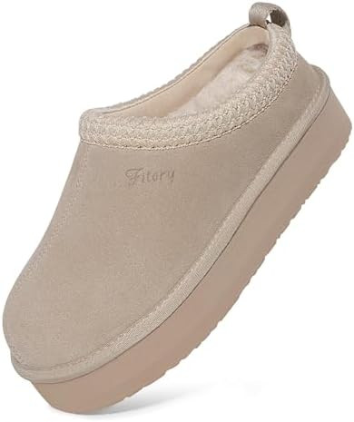 FITORY - Pantuflas de gamuza para mujer, minibotas planas cortas con forro de vellón afelpado, z... | Amazon (US)