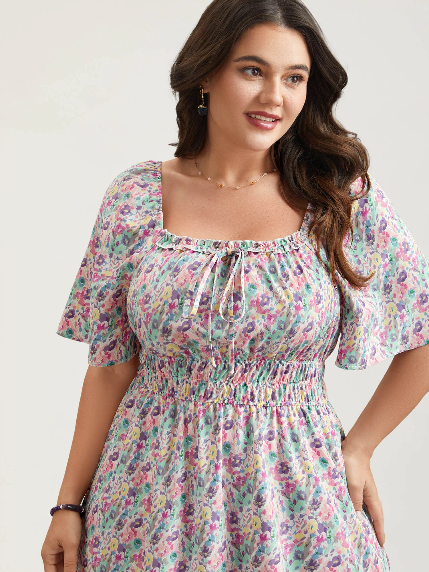 Smocked Waist Floral Ties Tiered Maxi Dress | Bloomchic