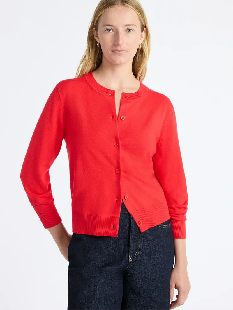 Free Assembly Women's and Women's Plus Classic Cozy Yarn Cardigan Sweater, Midweight, Sizes XS-4X | Walmart (US)