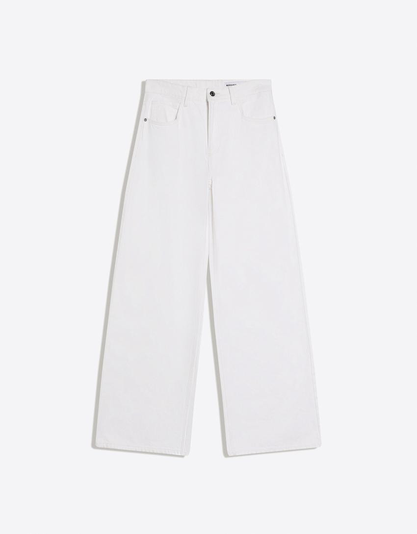 Mid-waist wide-leg jeans - Trousers - Women | Bershka GB
