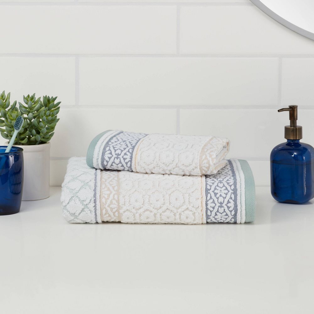 Pattern Filled Stripe Towel Blue - Threshold™ | Target