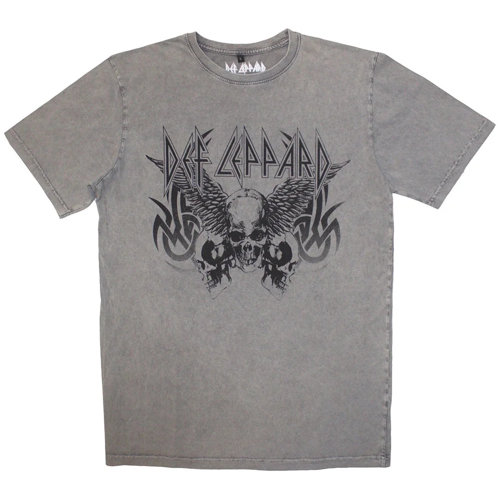 Def Leppard Unisex Stone Wash T-Shirt: Tribal Skull Stone Wash (Small) - Walmart.com | Walmart (US)