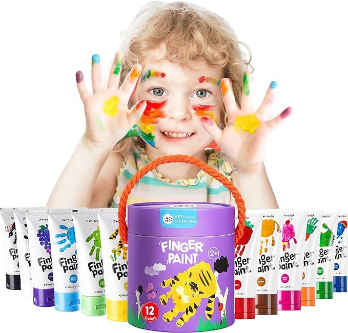 Jar Melo Safe Finger Paints for Toddlers, Non Toxic Finger Painting Set Washable, Art Painting Su... | Amazon (US)