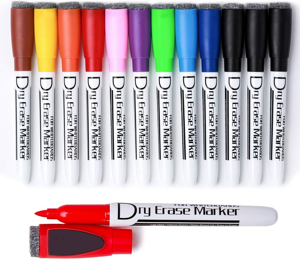 Volcanics Magnetic Dry Wipe Pens Dry Erase Markers With Eraser Cap Low Odor Fine Tip Whiteboard P... | Amazon (US)