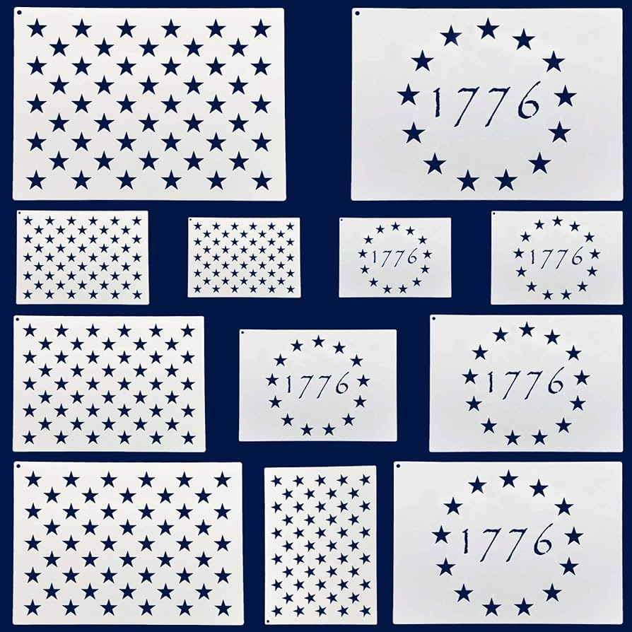 American Flag 50 Star Stencils and 13 Stars 1776 Templates, American Flag Templates, Ideal for Pa... | Amazon (US)