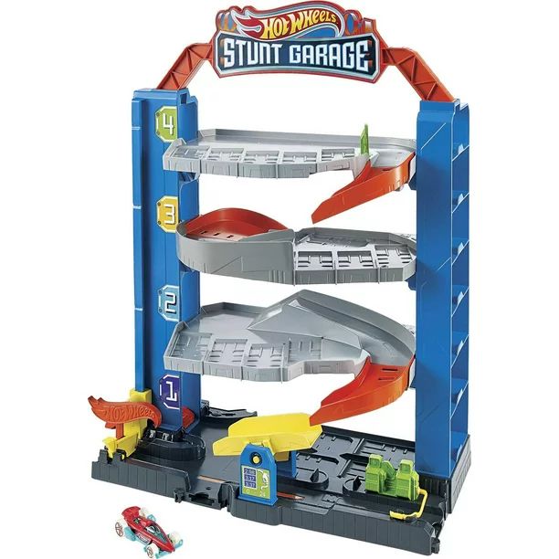 Hot Wheels City Stunt Garage Playset with 1 Toy Car in 1:64 Scale & Storage for 20+ Vehicles | Walmart (US)