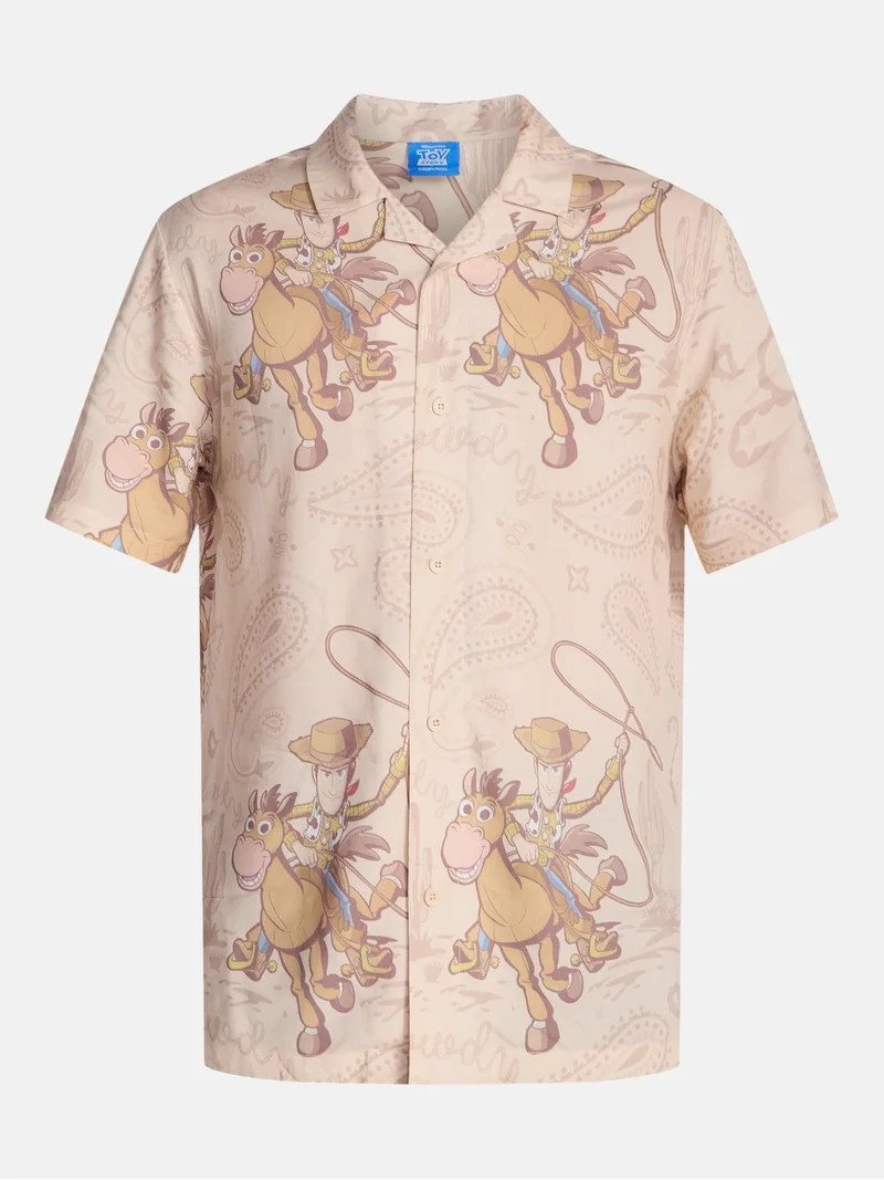 Toy Story Men's and Big Men's Graphic Rayon Button Up Shirt, Sizes XS-5XL - Walmart.com | Walmart (US)