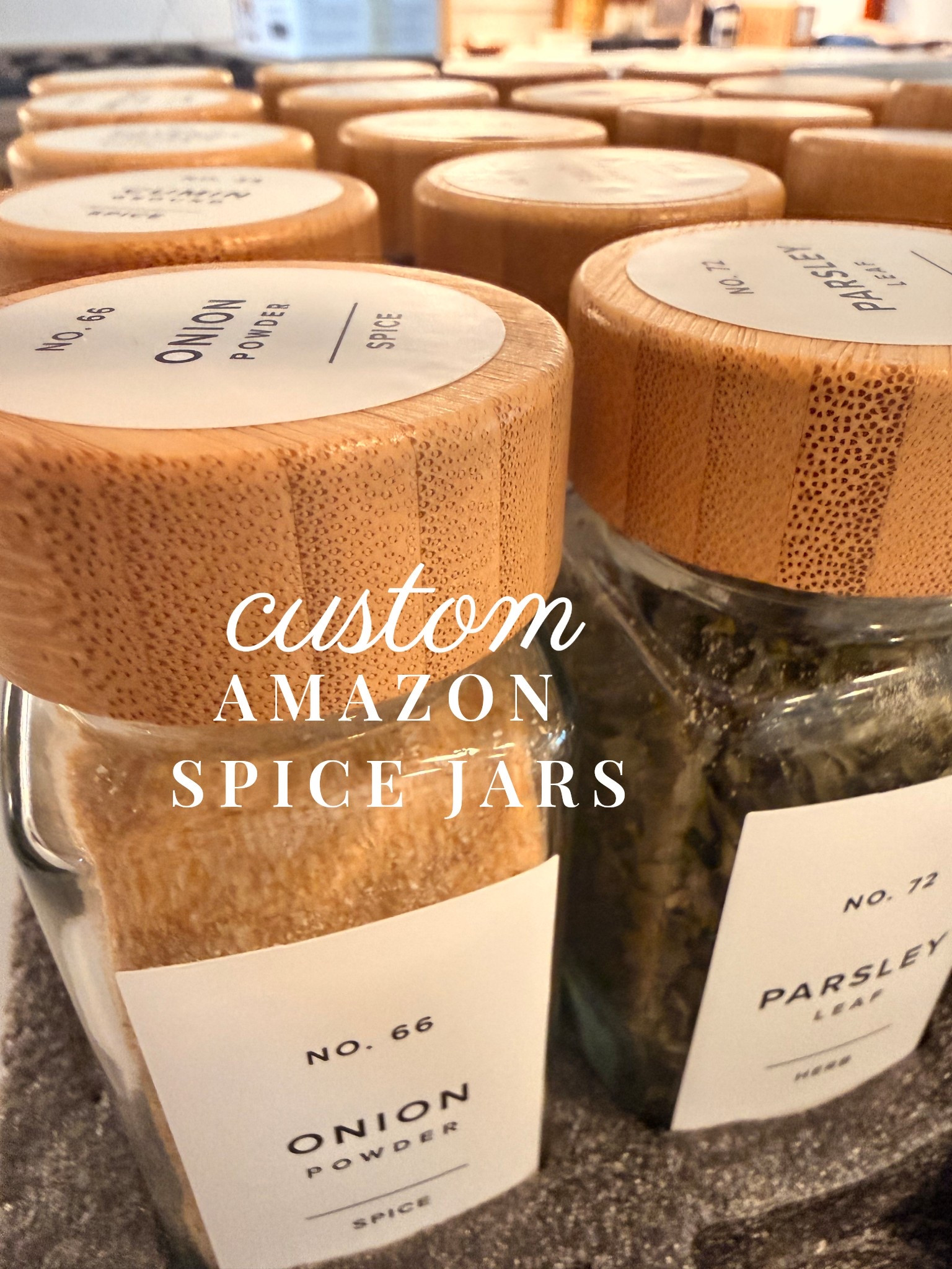 Custom Amazon spice jars with waterproof labels and lids. Over 200 labels to organize all of the spices in your life 🫶🏻 Get organized with us in the new year and clean your home top to bottom! 🤍

#LTKHome #LTKselfcare #LTKdayinmylife
