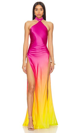 Jagger Silk Dress in Pink Lime Ombre | Revolve Clothing (Global)