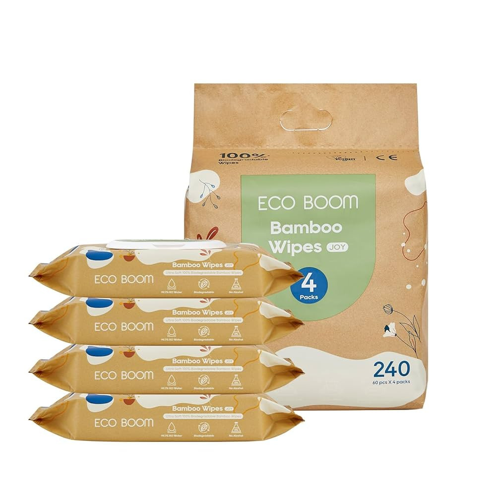 ECO BOOM Bamboo Viscose Wipes - Biodegradable, Fragrance-Free, Gentle Cleaning | Amazon (US)