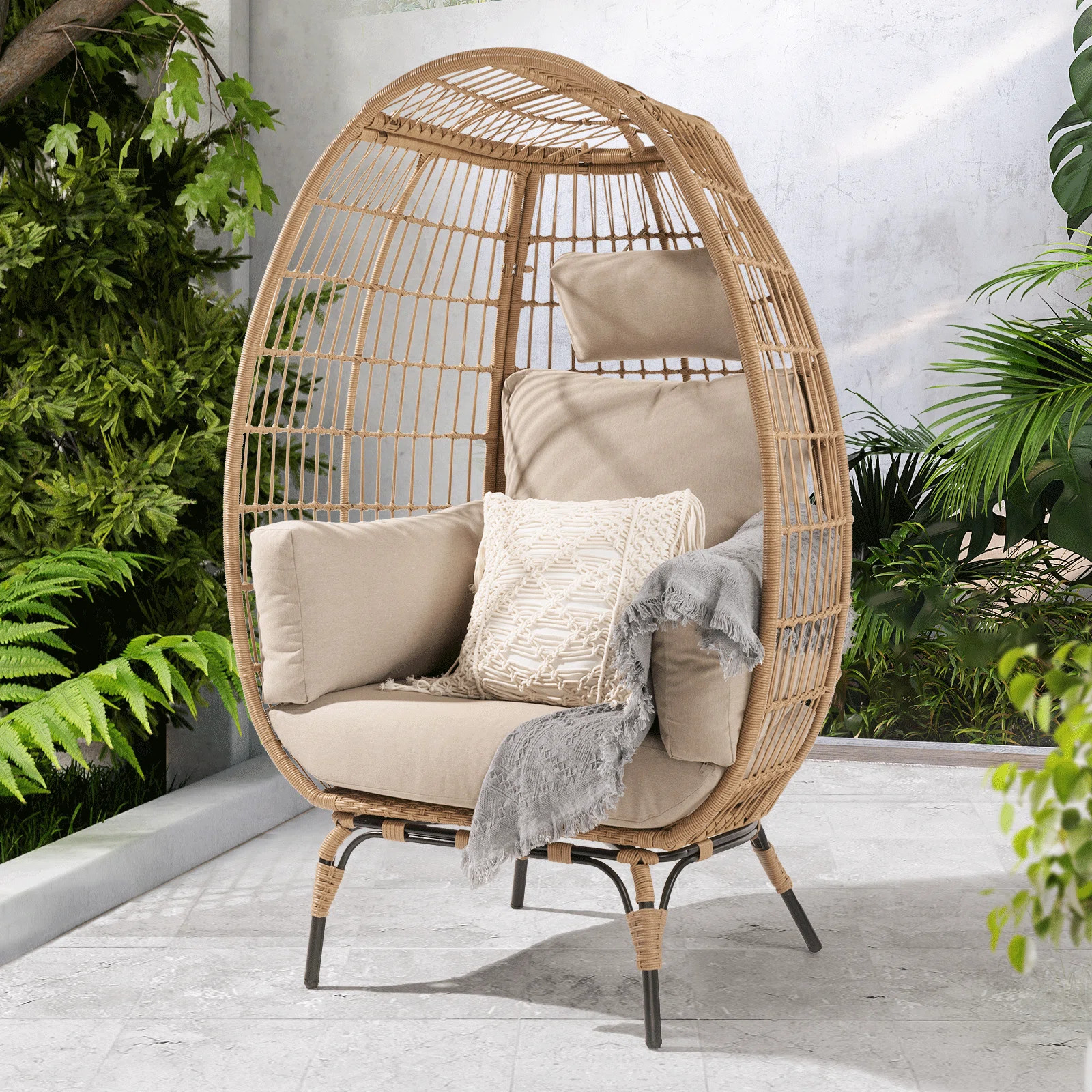 Cozella Wicker Patio Lounge Chair with Cushion (Silver Cloud - Brown Base)See More byDakota Field... | Wayfair North America