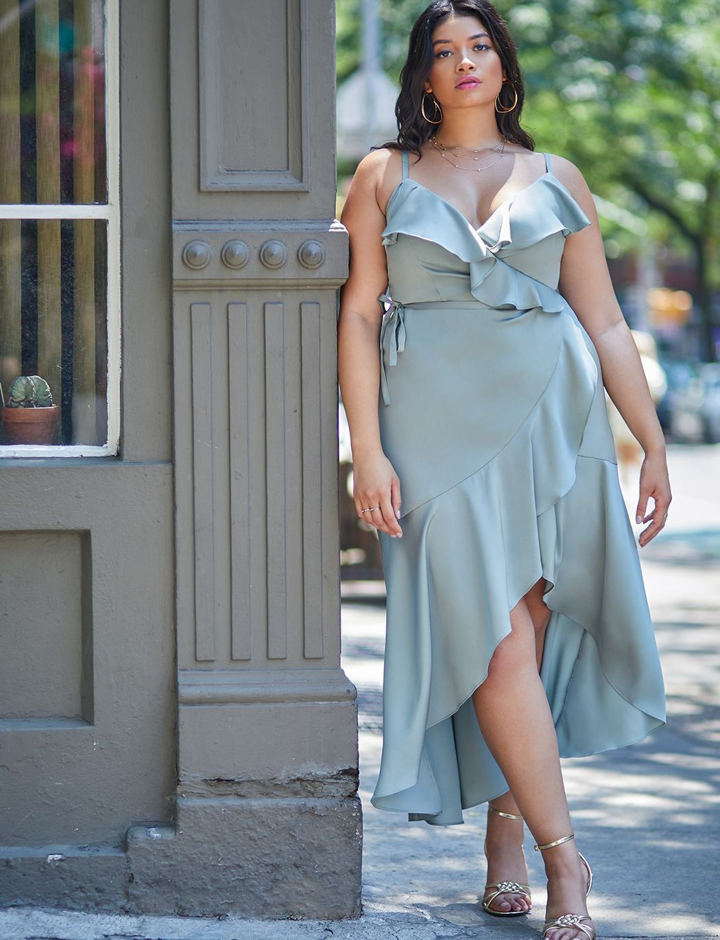 Ruffle Satin Dress | Eloquii