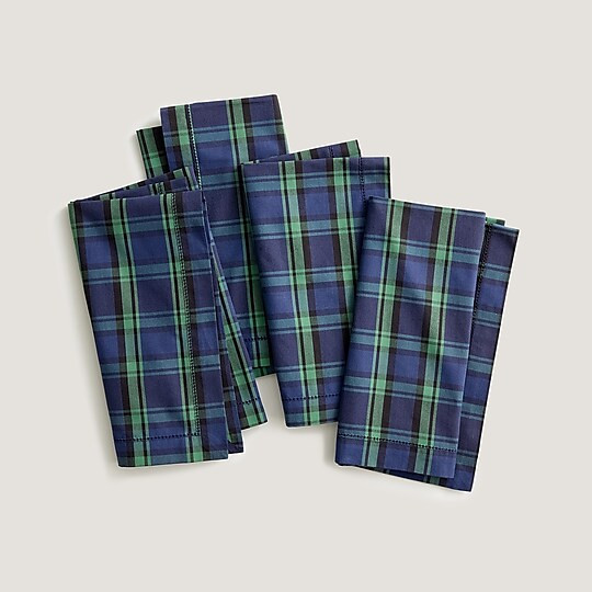 Limited-edition set-of-four napkins in Black Watch tartan | J. Crew US