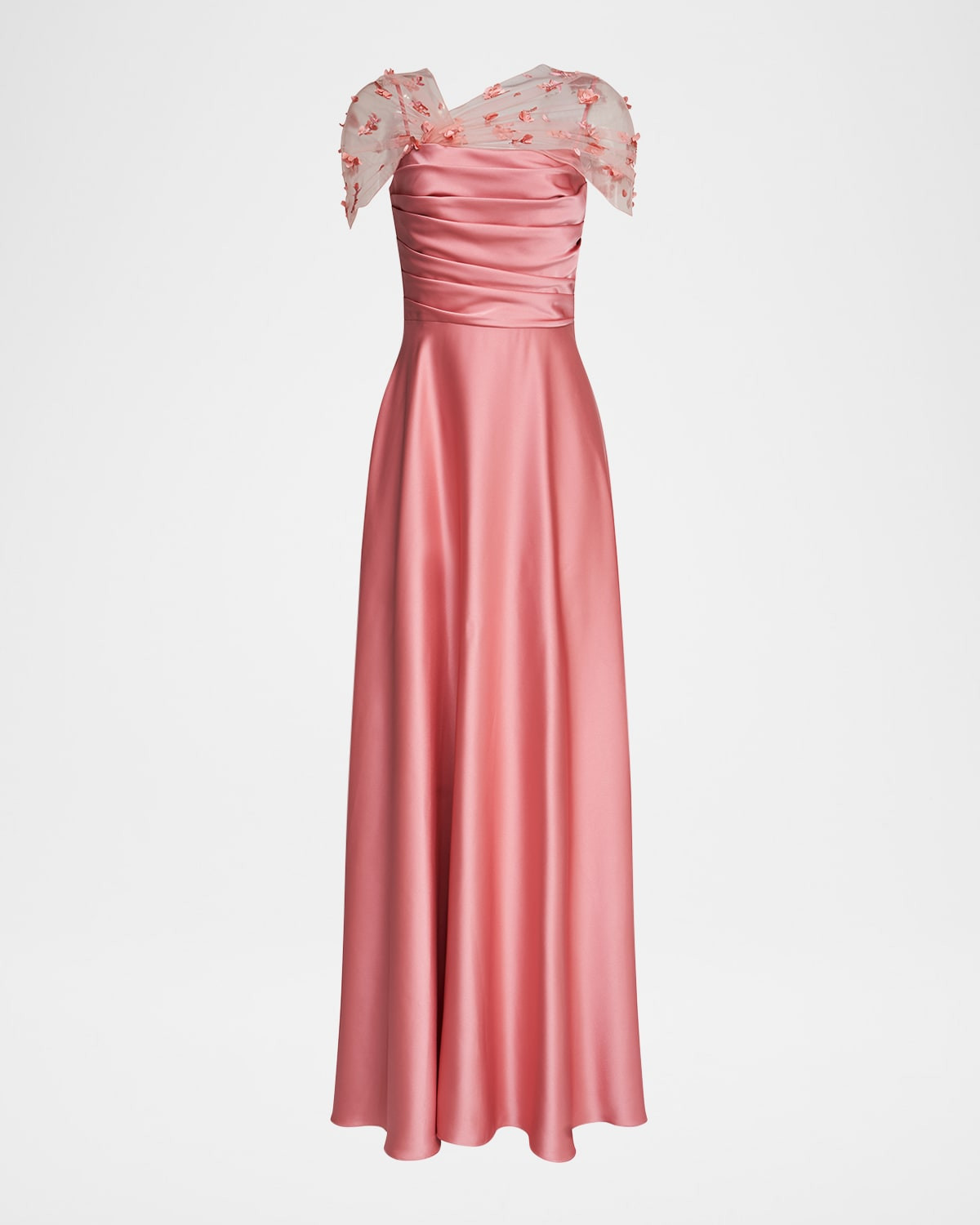Luella Floral Applique Illusion Shawl Gown | Neiman Marcus