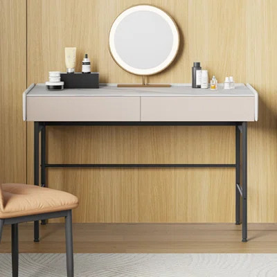 Modern Ash Wood Vanity Desk With Sintered Stone Top And Storage Drawers – 47.2" Multi-functional Makeup Table Or Study Desk | Wayfair North America