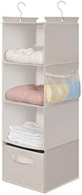 MAX Houser 4-Shelf Hanging Closet Organizer,Space Saver,Cloth Hanging Shelves with 2 Side Pockets... | Amazon (US)