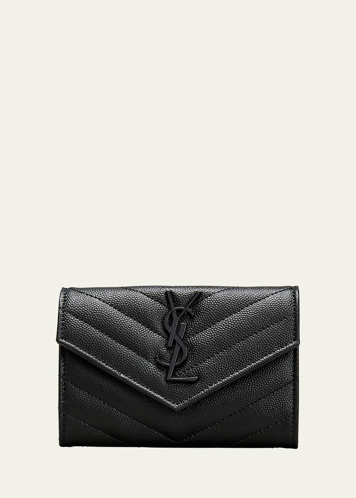 YSL Monogram Small Flap Wallet in Grained Leather | Bergdorf Goodman