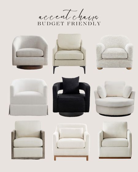 Amazon accent chairs budget friendly:
White accent chairs. Cream accent chairs. Black accents chair.

#LTKhome #LTKsalealert