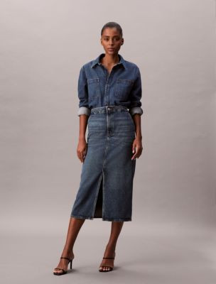 Denim Maxi Carpenter Skirt | Calvin Klein | Calvin Klein (US)