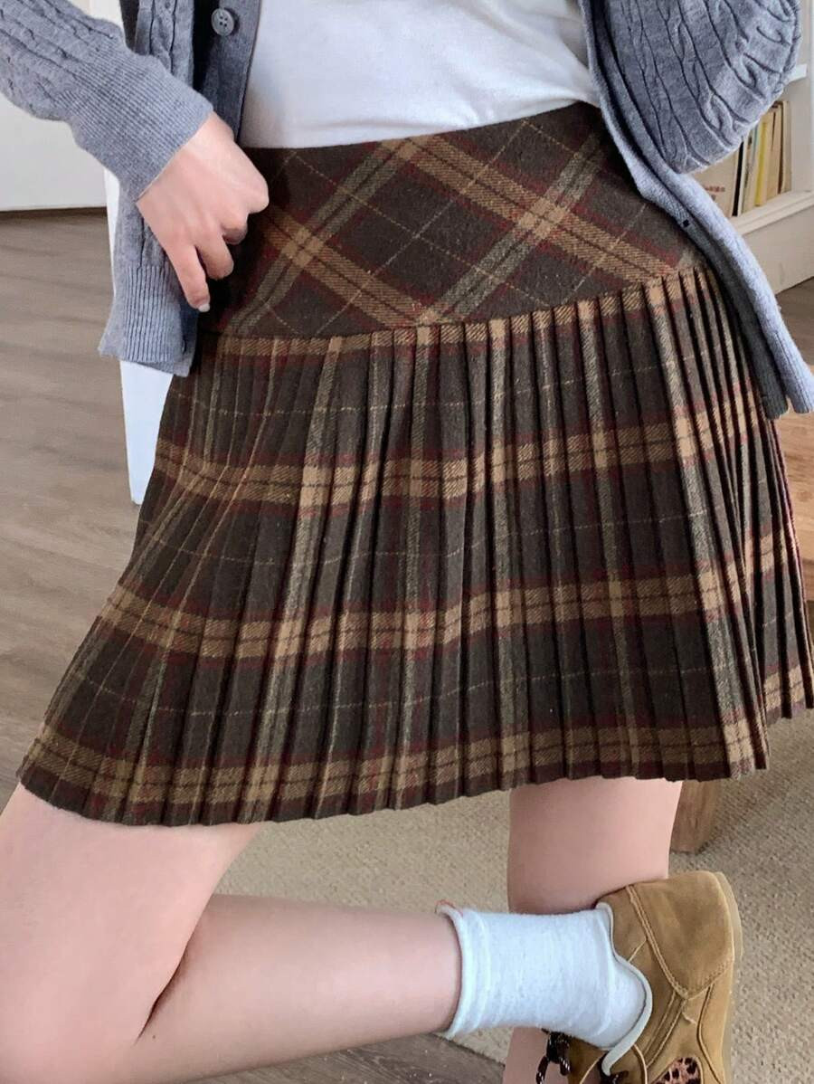 DAZY Women's Plaid A-Line Skirt, Minimalist Fashion Casual Everyday Wear Fall,Winter | SHEIN