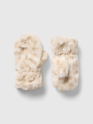 Toddler Faux Fur Leopard Mittens | Gap (US)