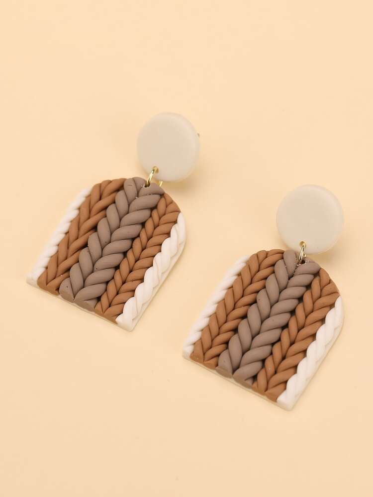 Braided Detail Geometric Drop Earrings | SHEIN