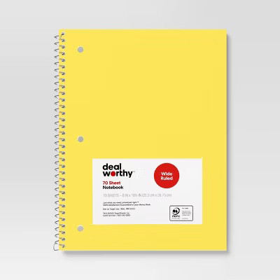 Wide Rule Spiral Notebook Yellow - Dealworthy™ | Target
