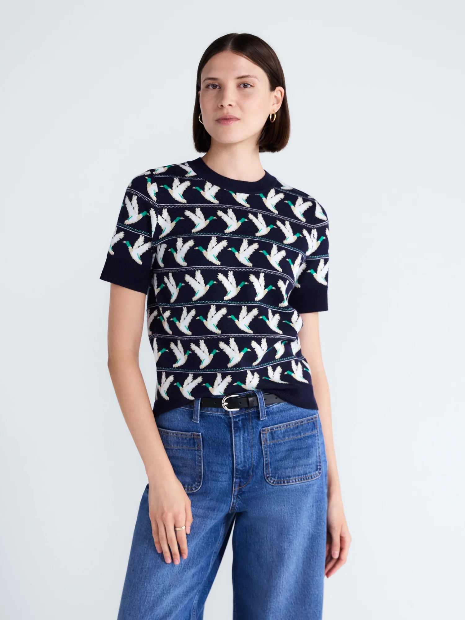 Free Assembly Women's and Women's Plus Cozy Yarn Sweater Tee with Short Sleeves, Sizes XS-4X | Walmart (US)