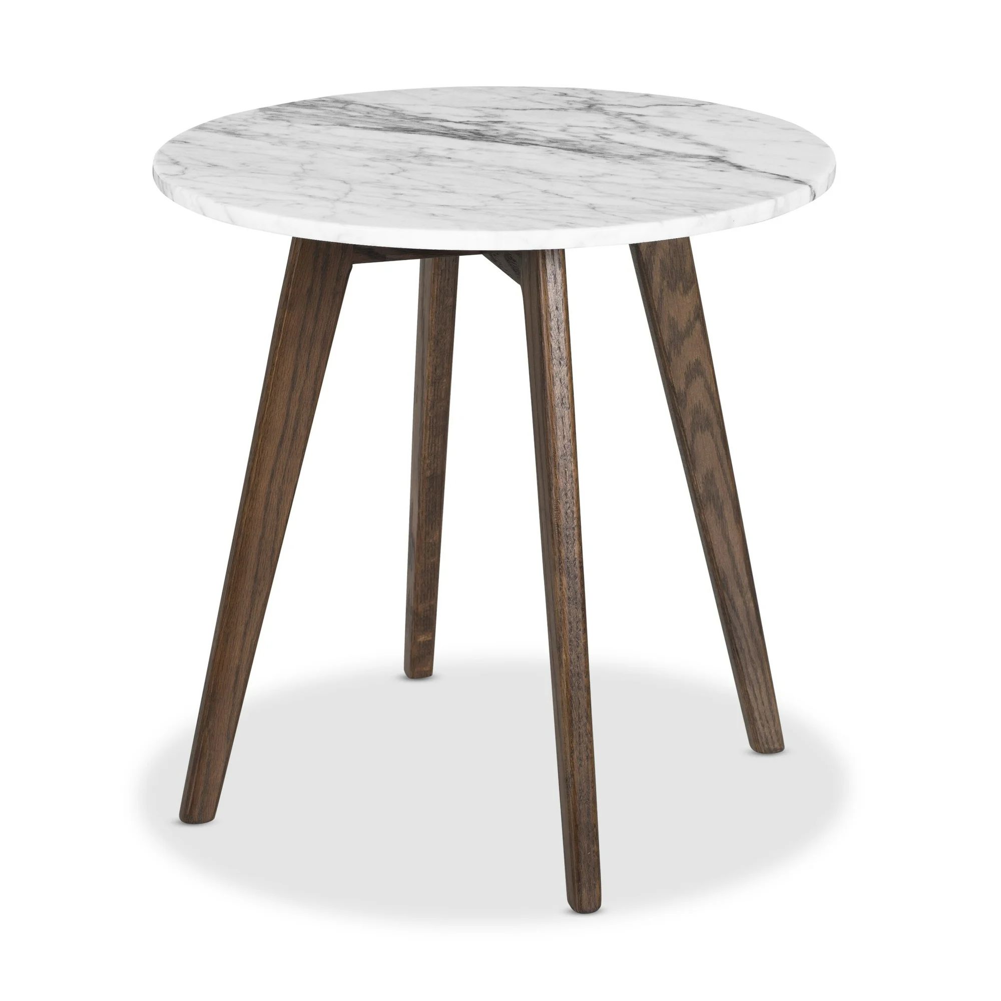 Poly and Bark  Riley Marble 20" Round Side Table Walnut Wood, Marble | Walmart (US)