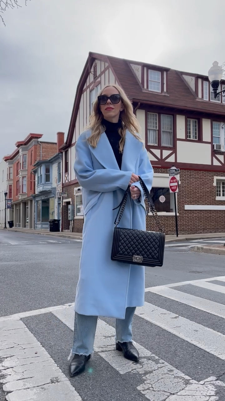 Blue coat, spring outfit, Moussy Vintage jeans on sale, Chelsea boots, minimal style 

#LTKstyletip #LTKsalealert #LTKshoecrush