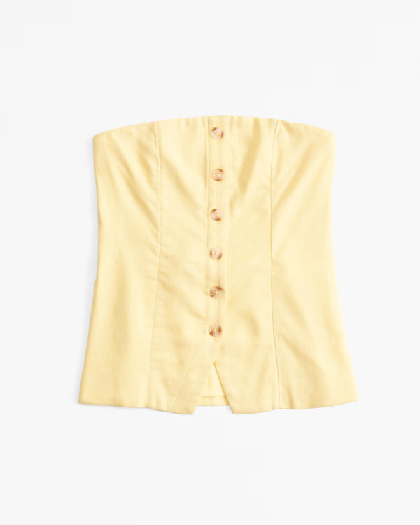 Women's Strapless Linen-Blend Button-Through Top | Women's Fall Preview | Abercrombie.com | Abercrombie & Fitch (US)