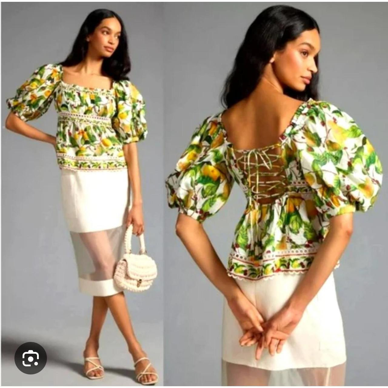 Farm Rio Women's Blouse - Multi/White - 28D | Depop US