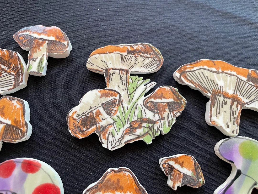Ceramic Mushroom Mosaic Tiles - Etsy | Etsy (US)