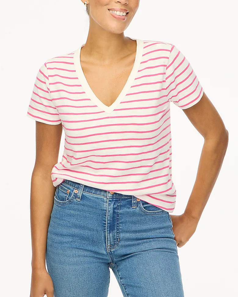 Striped girlfriend V-neck tee | J.Crew Factory